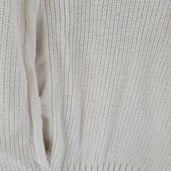 T by Talbots Womens Sweater Large Ivory Drawstring Cowlneck Waffle Knit Pullover - Picture 11 of 13